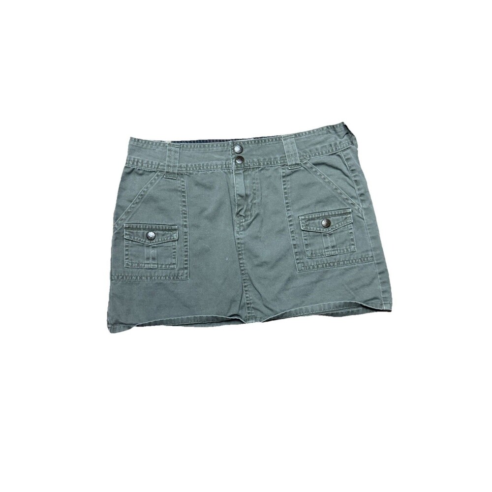 Y2K Bongo Olive Green Cargo Mini Skirt Size 7 Pockets 90s 2000s Vintage GUC